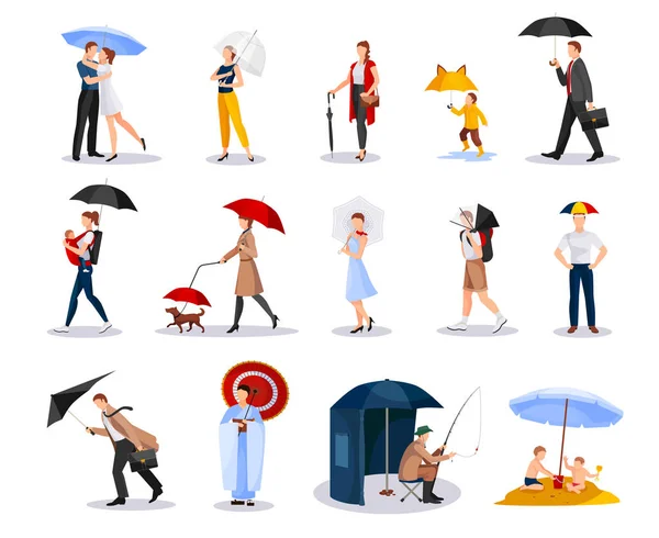 People With Umbrellas Collection — Stock Vector