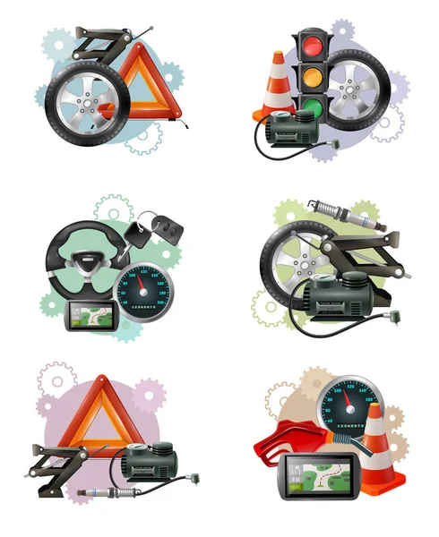 Car Maintenance Sign Set — Stock Vector