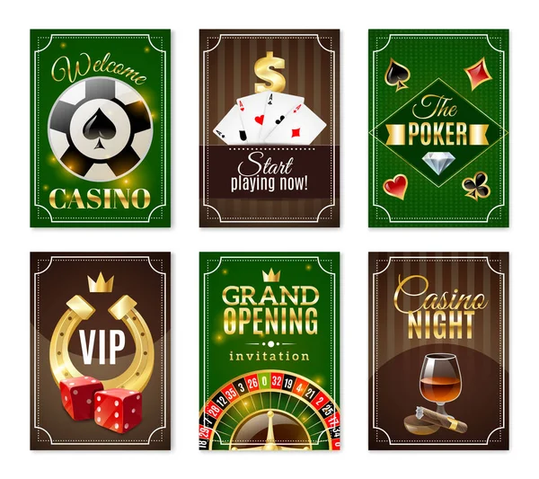 Kasino karty Mini Plakáty bannery Set — Stockový vektor