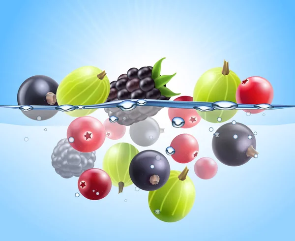 Gerçekçi renkli meyveleri arka plan — Stok Vektör