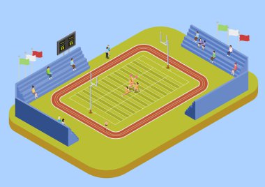 Üniversite Spor Kompleksi Stadyumu izometrik çizimde