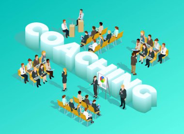 İş eğitim izometrik şablonu