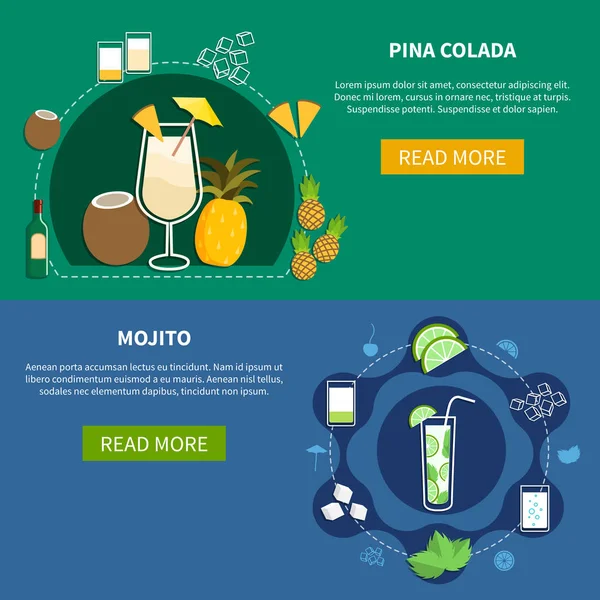 Cocktail horizontale Banners — Stockvector