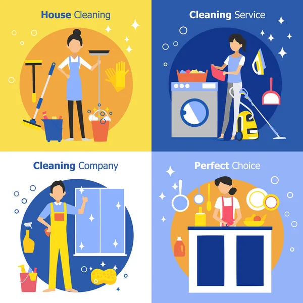 Cleaning People Concept — Stock Vector