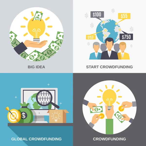 Crowdfunding 2 x 2 Design Concept — Stockvector
