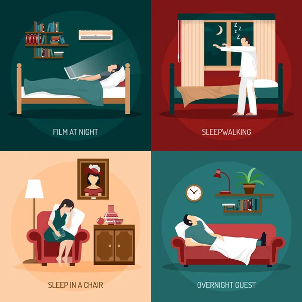 Posizioni di sonno 2x2 Concetto di progettazione — Vettoriale Stock