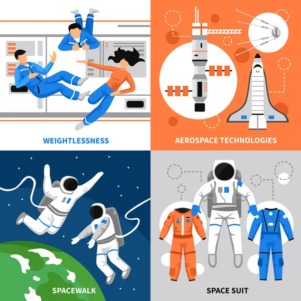 Conceito de Design de Astronautas 2x2 — Vetor de Stock