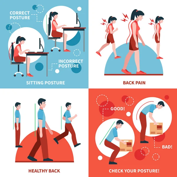 Ensemble de concept de conception de la posture 2x2 — Image vectorielle