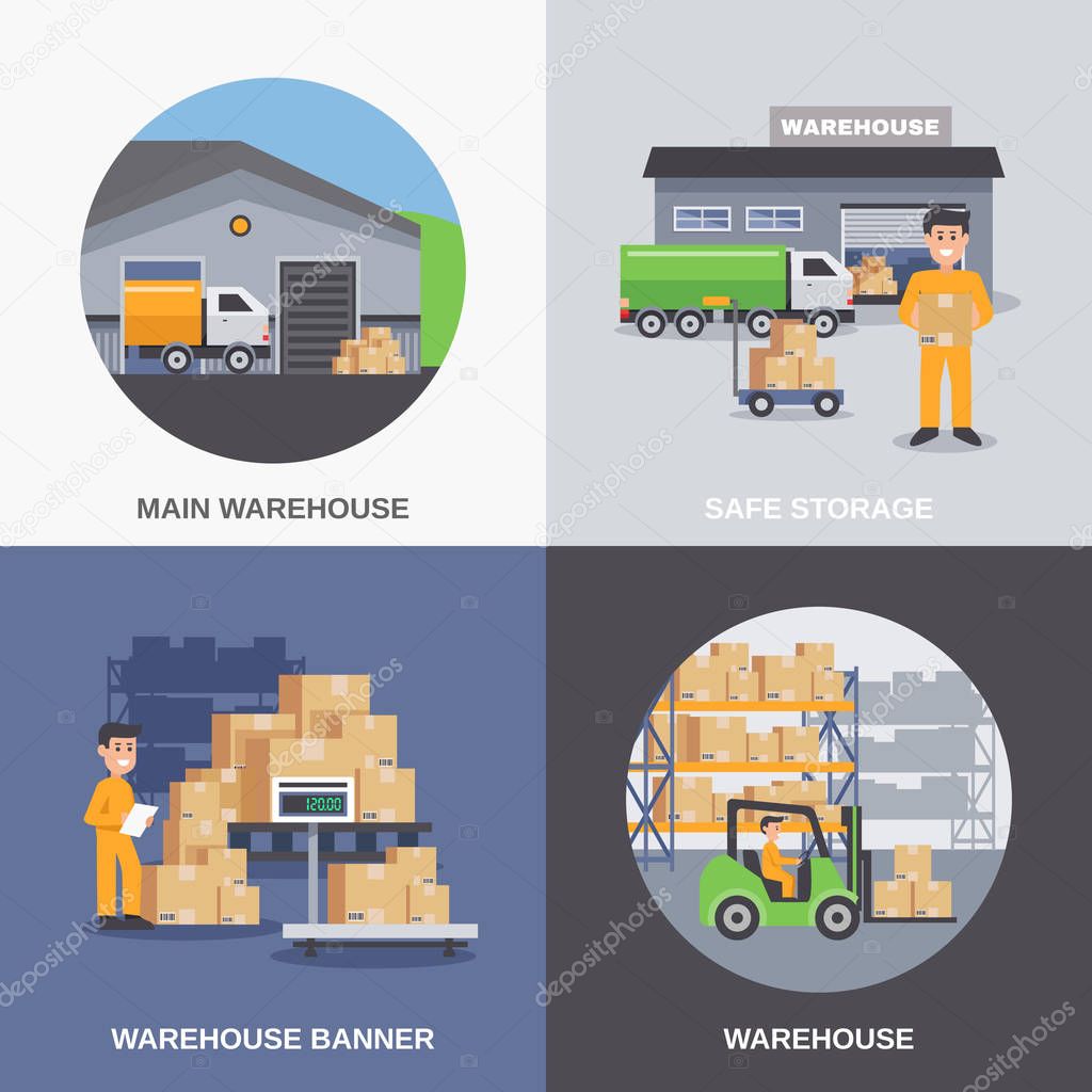 warehouse 2x2 flat design concept 