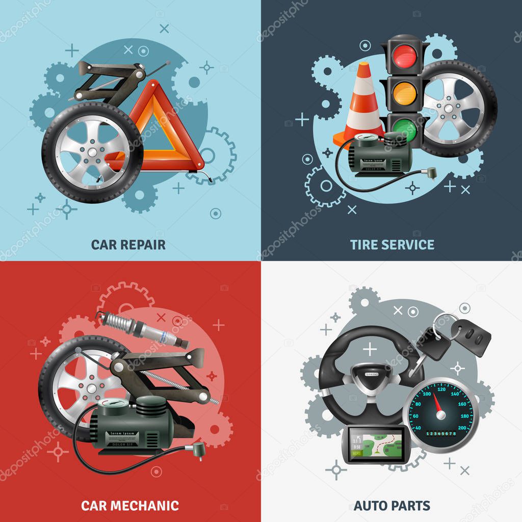 Car Service Concept Icons Set 