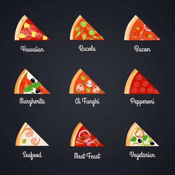 Σύνολο εικονιδίων φέτες πίτσα — Διανυσματικό Αρχείο