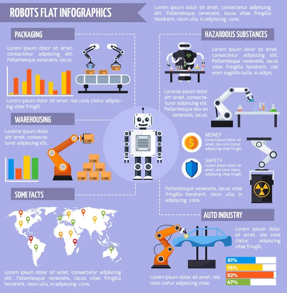 Robotlar Infographic Set — Stok Vektör