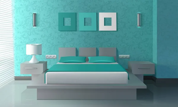Modern yatak odası iç — Stok Vektör