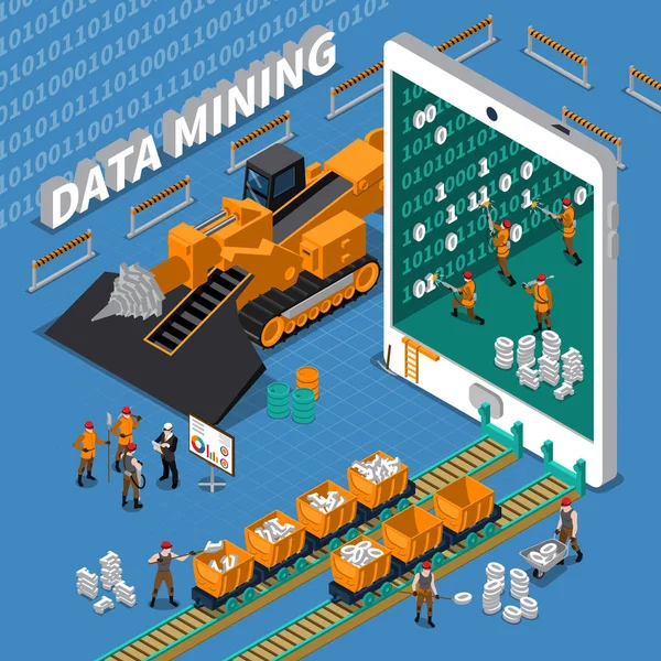 Isometrisches Konzept des Data Mining — Stockvektor