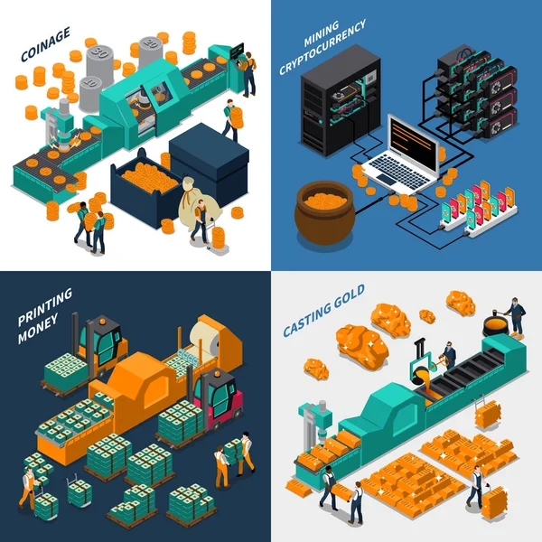 Concepto isométrico industrial — Vector de stock