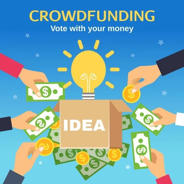 Crowdfunding Ilustração vetorial — Vetor de Stock