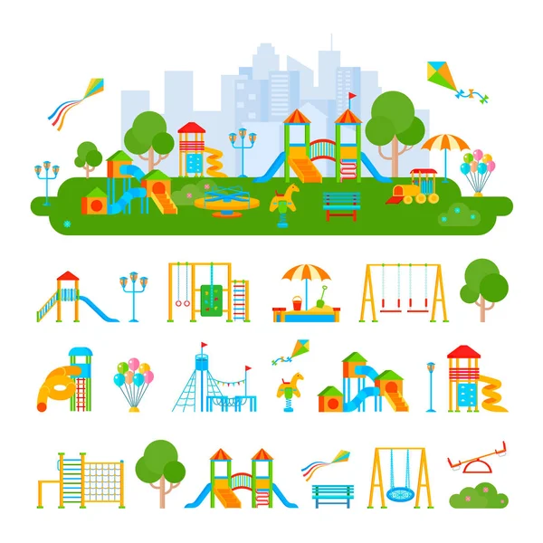 Childrens Playground Constructor Composition — Stock Vector