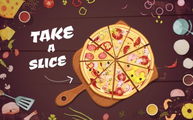 Pizza karikatür çizim reklam