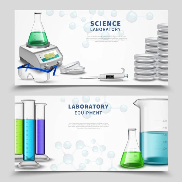 Banners de equipamentos de laboratório de ciência —  Vetores de Stock