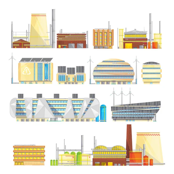 Ipari Eco hulladék megoldások lapos ikonok gyűjtemény — Stock Vector