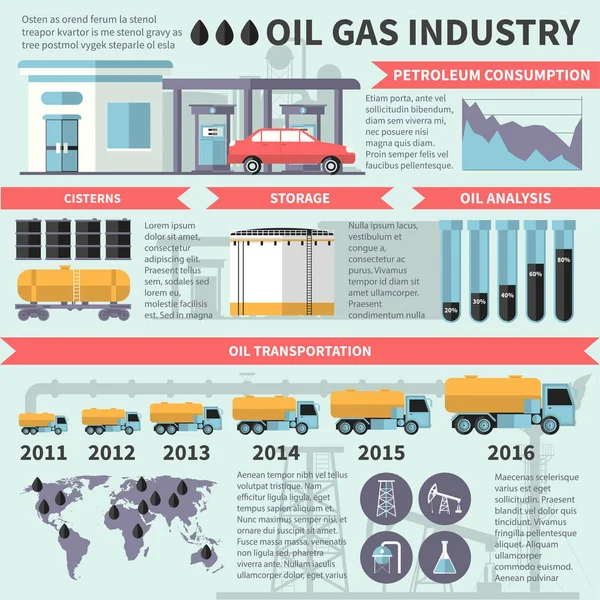 Infografías de la industria del gasóleo — Vector de stock