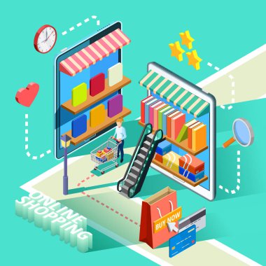 E-ticaret online alışveriş izometrik tasarım Poster 