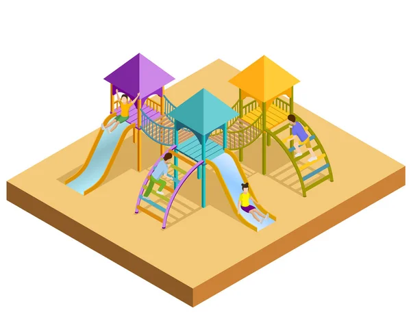 Composizione del parco giochi isometrico — Vettoriale Stock