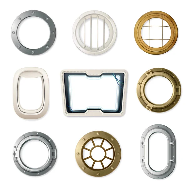 Conjunto de Portholes realista —  Vetores de Stock