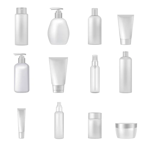 Kosmetik Botol Tabung Kosong Kosong Bersihkan Set - Stok Vektor