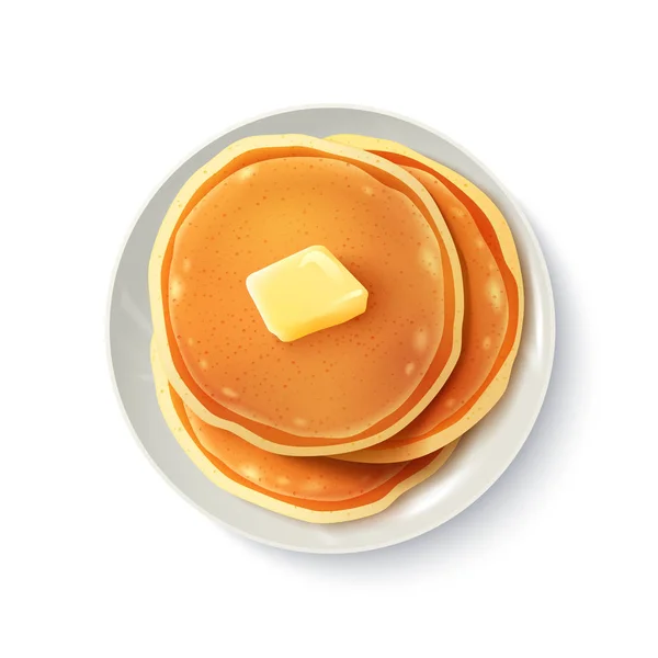 Breakfast Realistic Pancakes Top View Image — Stock Vector