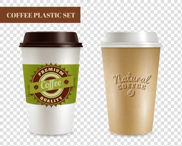 Kaffe plast täcker Transparent Set — Stock vektor