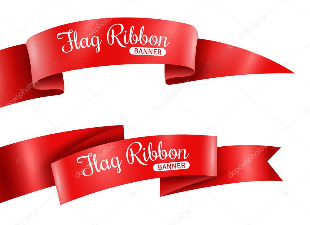 Red Ribbons Banners Set