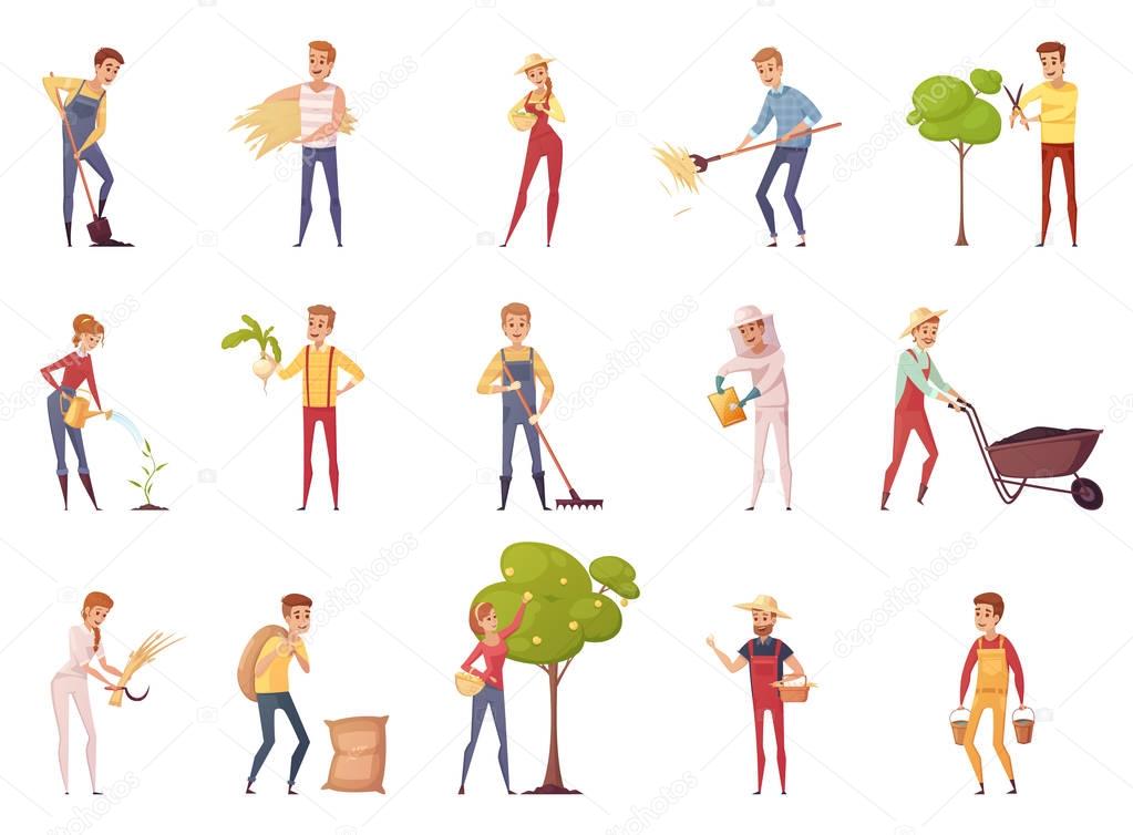 Gardener Characters Icon Set