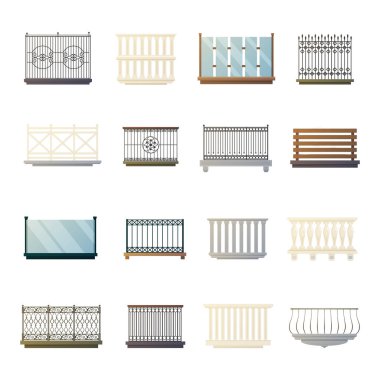Balcony Railings Design Flat Icons Collection  clipart