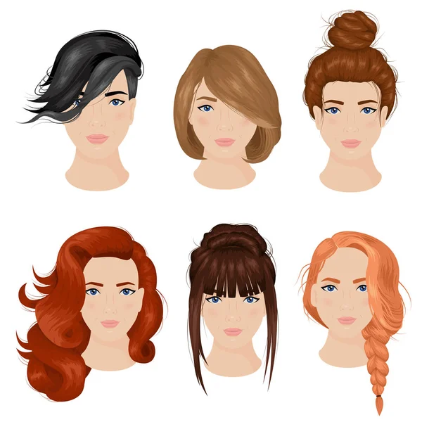 Mujer Hairstyle Ideas 6 Colección de iconos — Archivo Imágenes Vectoriales