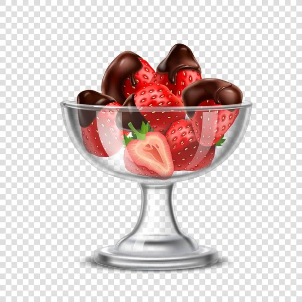 Fraise réaliste en composition chocolat — Image vectorielle
