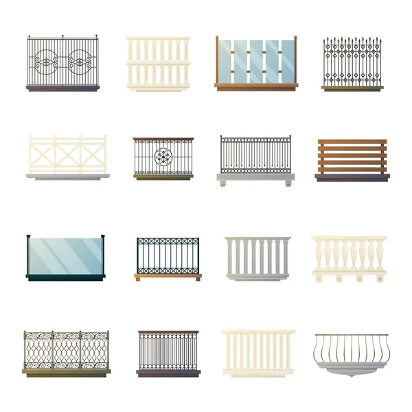 Balcony Railings Design Flat Icons Collection — Stock Vector