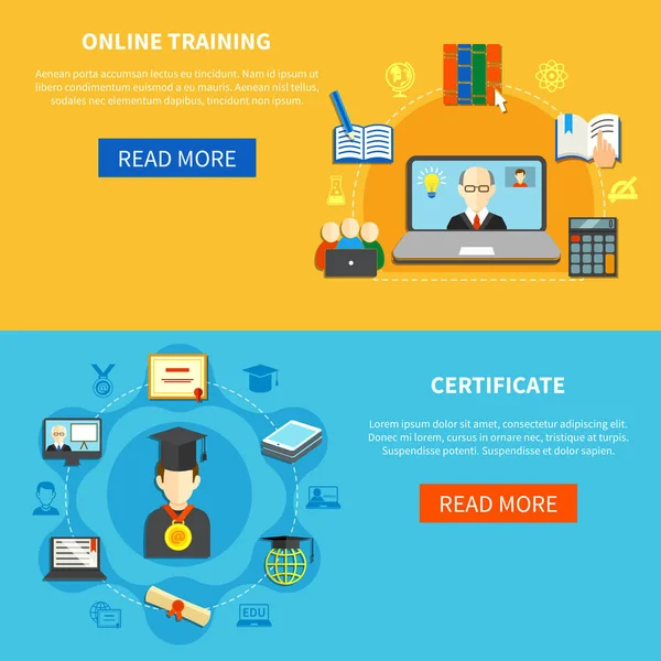 Online Training Banner Set — Stock Vector