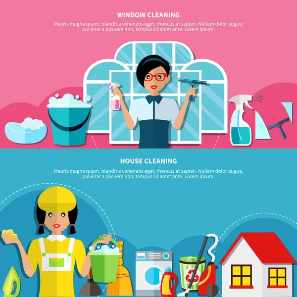 House Cleaning Banners Set — Stock Vector