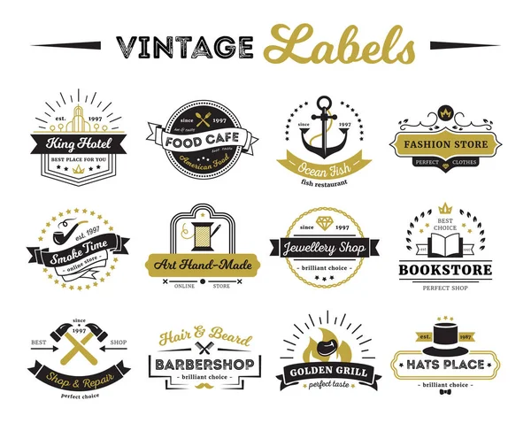 Üzlet és kávézó Vintage Címkék — Stock Vector