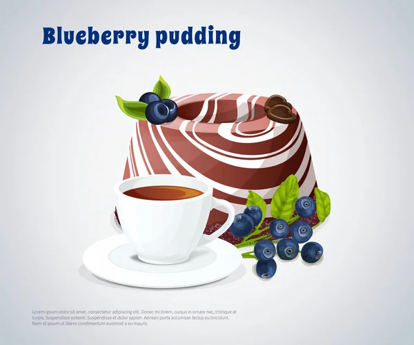 Blueberry Pudding Illustration — Stock vektor