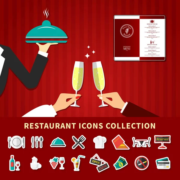 Restaurang Emoji Ikonuppsättning — Stock vektor