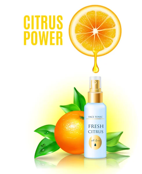 Citrus Power Kosmetik bunte Zusammensetzung Poster — Stockvektor