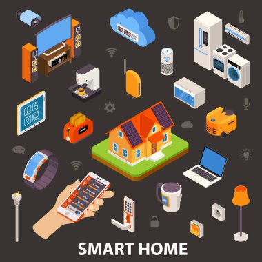 Akıllı Ev elektronik cihazlar izometrik Poster
