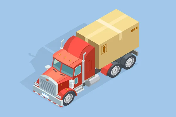 Изометрический шаблон тяжёлого грузовика — стоковый вектор