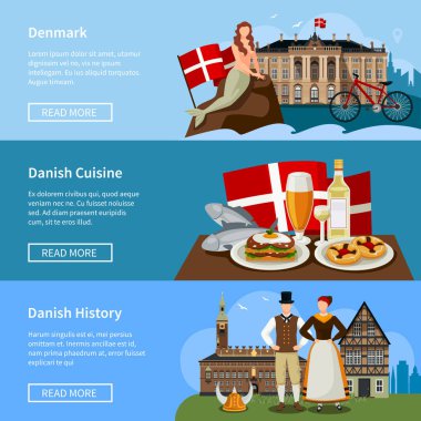 Danimarka yerlerinden düz stil afiş ayarla