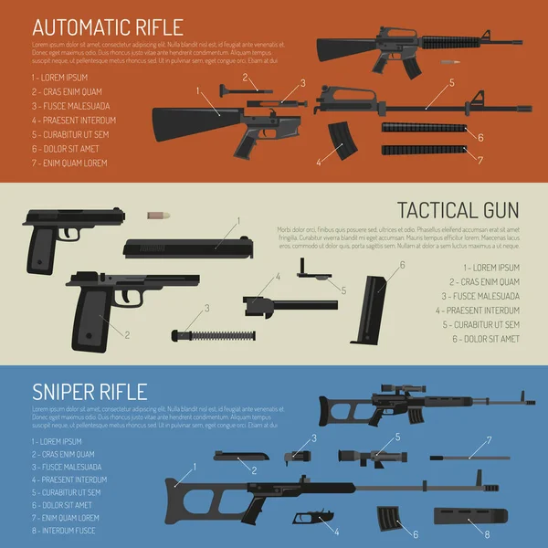 Banners horizontales de armas y armas — Archivo Imágenes Vectoriales