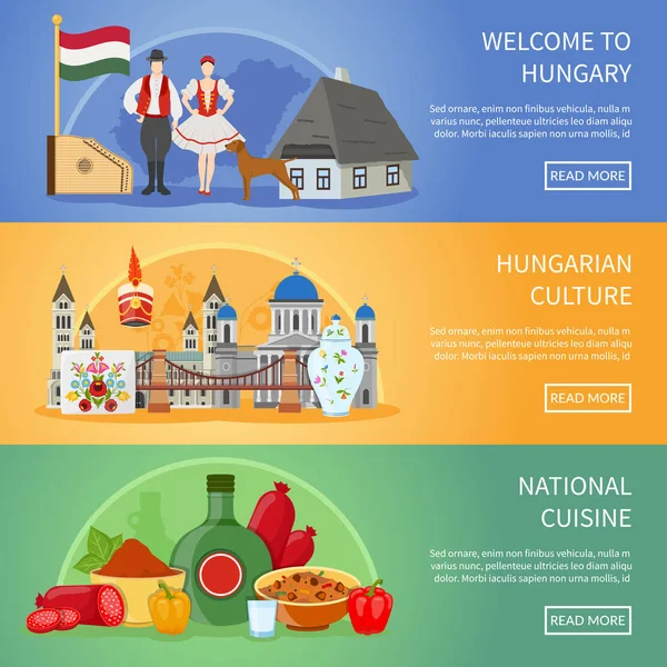 Bem-vindo à Hungria Banners —  Vetores de Stock