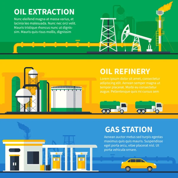 Olie Gas Banners Set — Stockvector