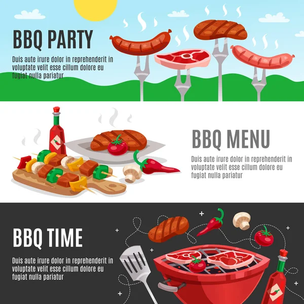 Barbecue Menu Banners Set - Stok Vektor